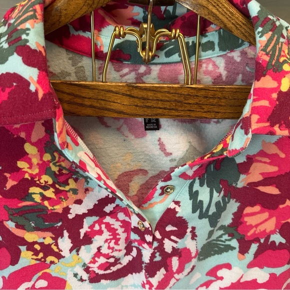 Susan Graver Weekend Split Neck Brushed Fleece Pullover with Collar size 2X - Picture 3 of 12